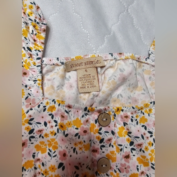 Sweet Stories Yellow Floral Pant Set with Cropped Shirt- Girls Size 5 - Picture 5 of 8